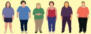 Cartoon illustration of 6 overweight women